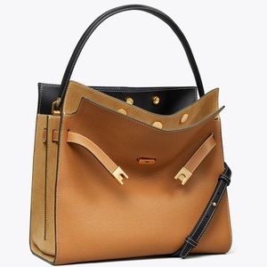 Tory Burch Lee Radziwill Pebbled Double Bag in Tiger’s Eye